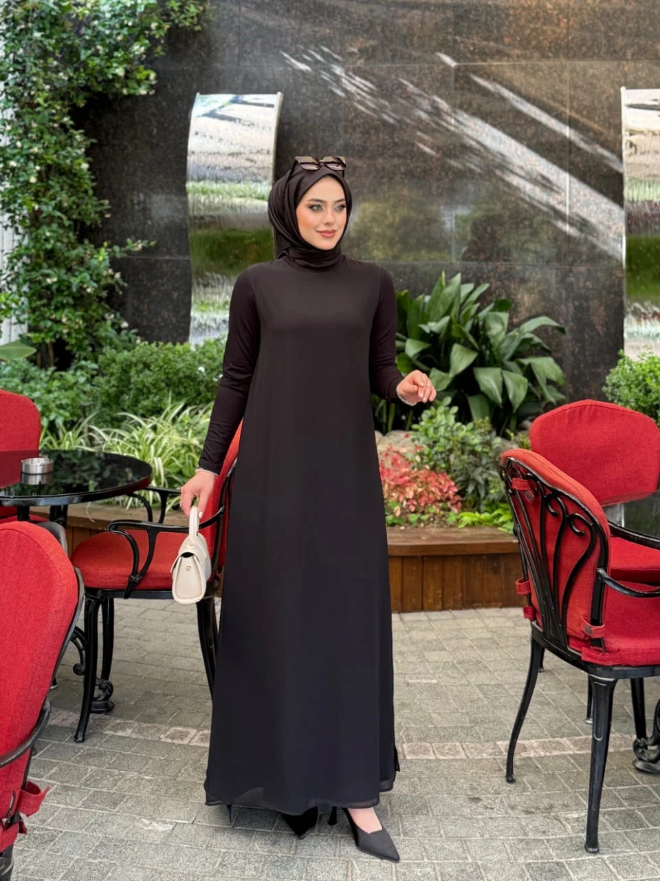 Siyah Şifon Elbise - Görsel 3