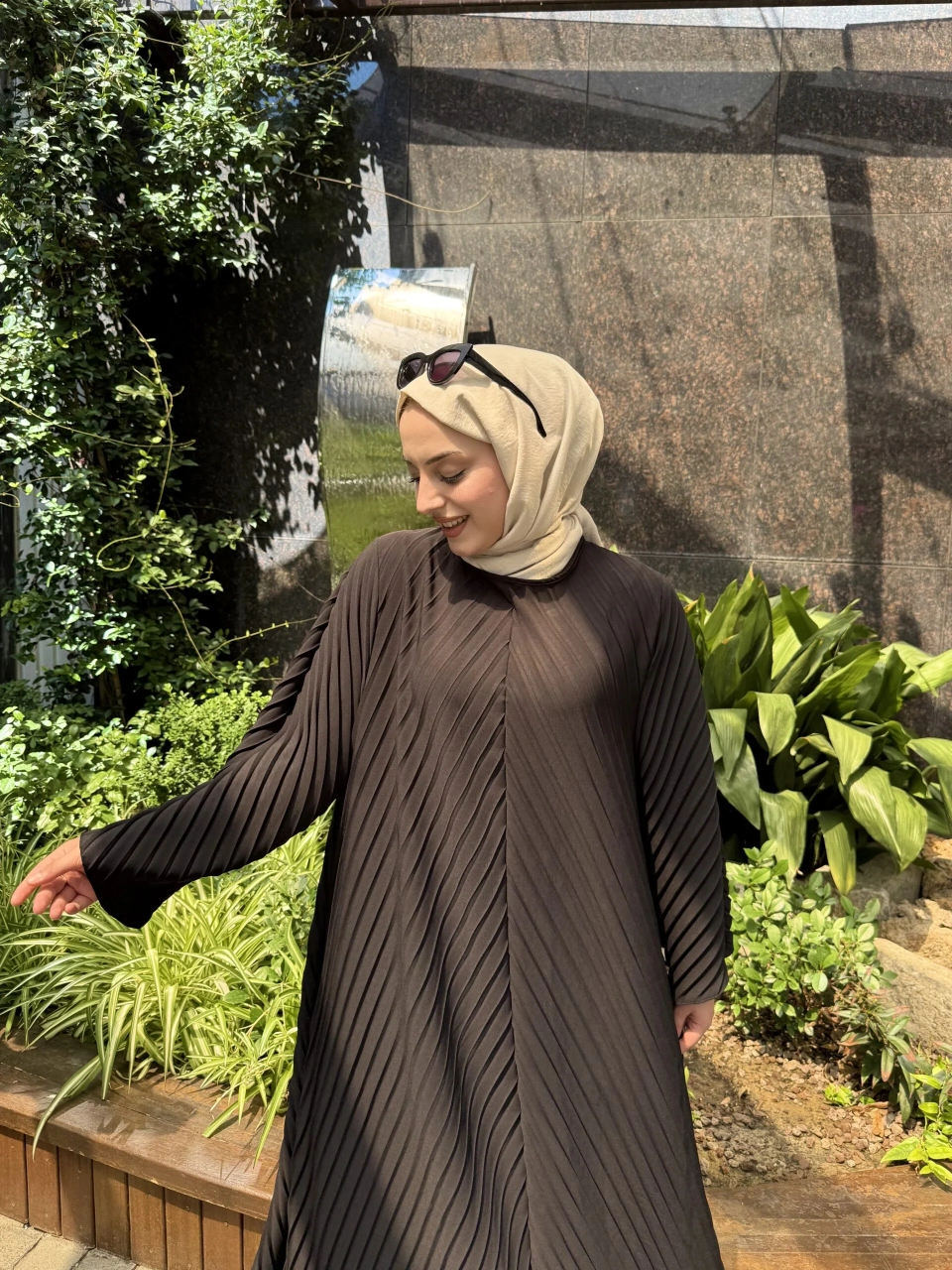 Siyah Pilise Elbise Abaya - Görsel 6