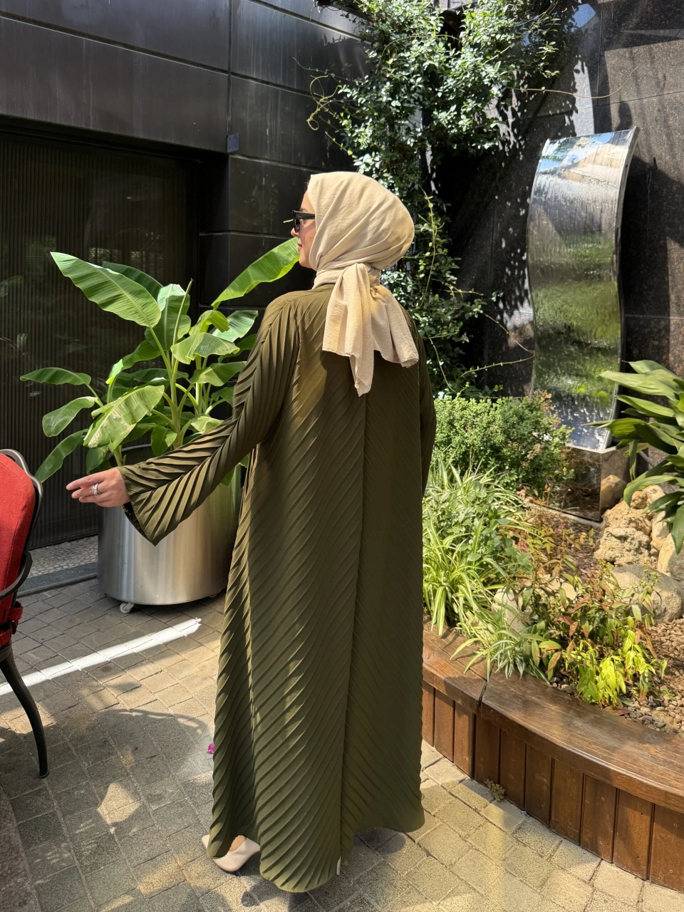 Haki Pilise Elbise Abaya - Görsel 4