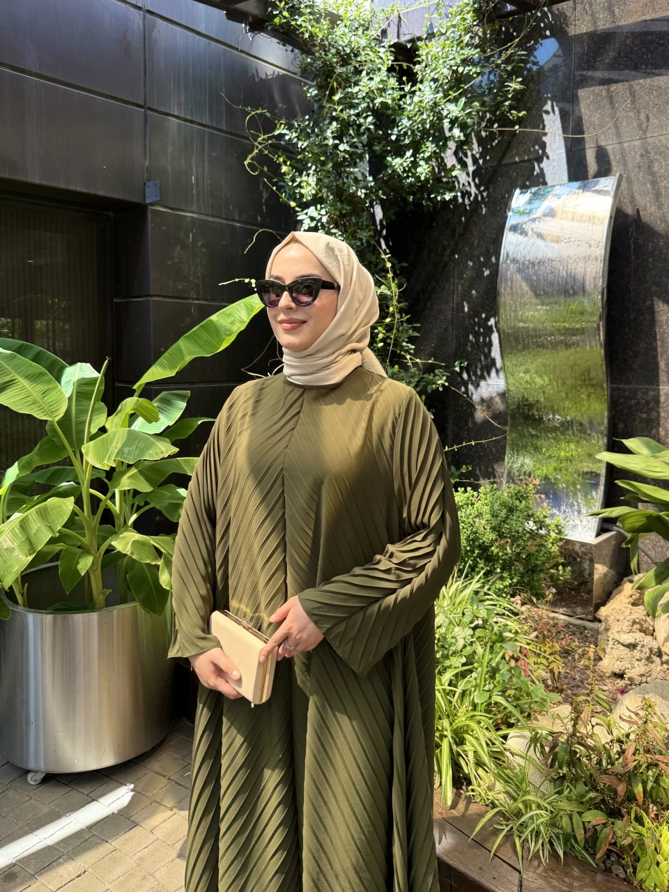 Haki Pilise Elbise Abaya - Görsel 5