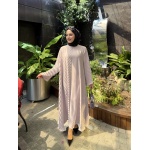 Bej Pilise Elbise Abaya