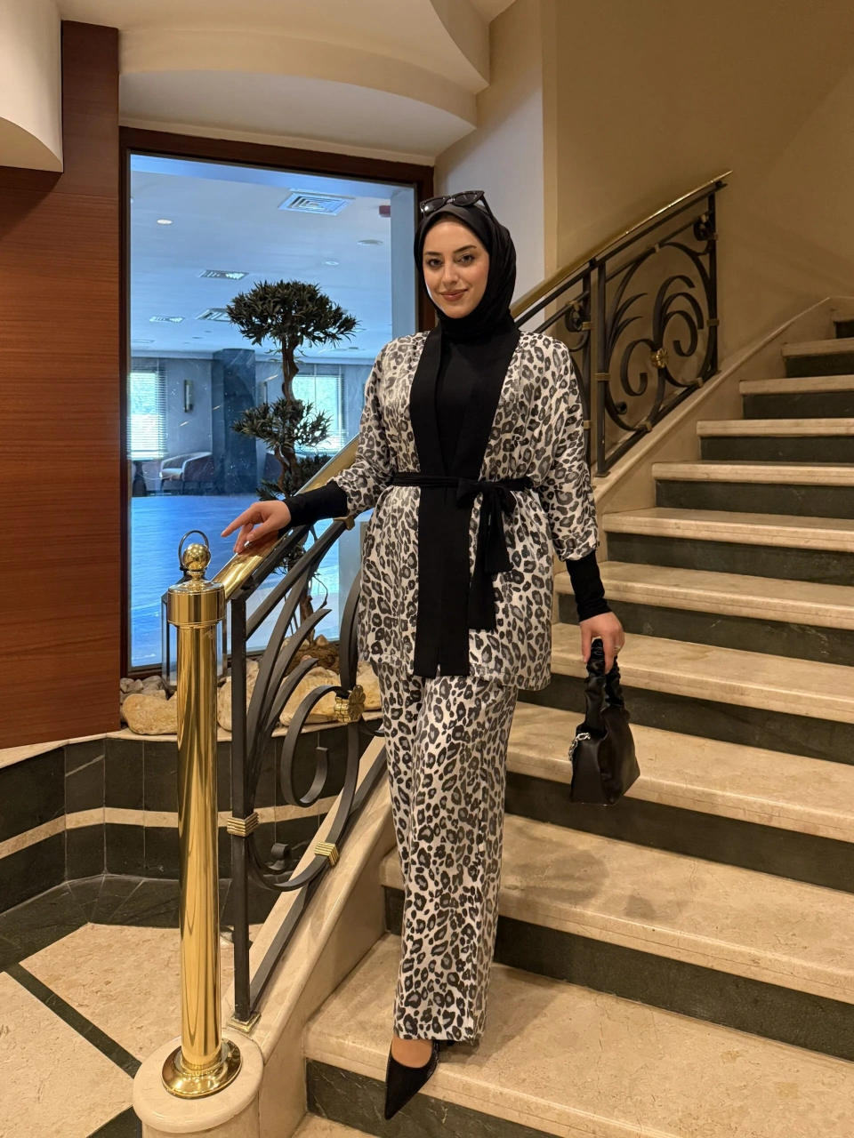 Gri Leoparlı Kimono Takım - Görsel 6