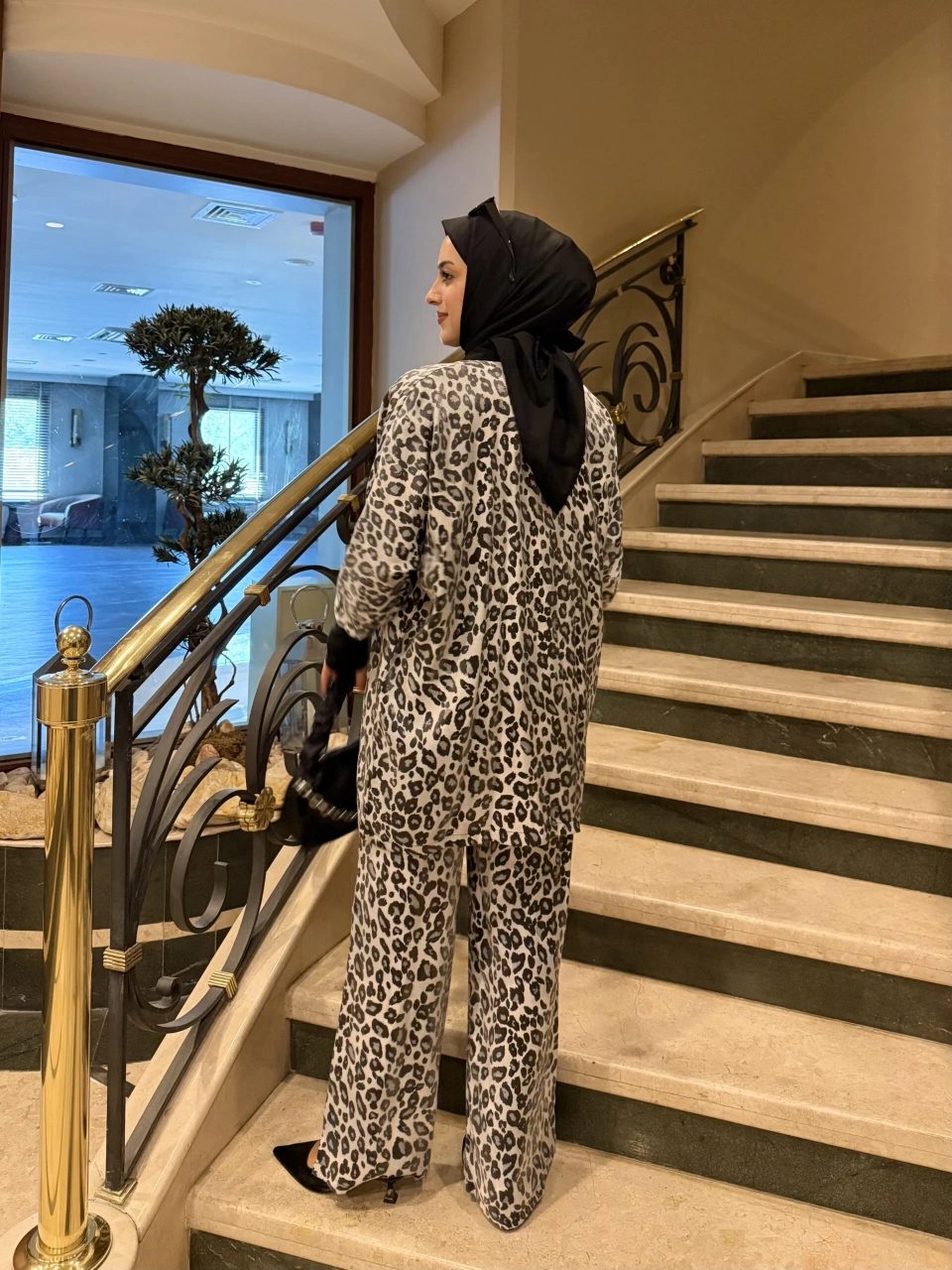 Gri Leoparlı Kimono Takım - Görsel 4