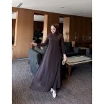 Kahverengi Şifon Elbise - Görsel 3