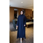 Lacivert Pilise Elbise Abaya
