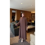 Kahverengi Pilise Elbise Abaya - Görsel 2